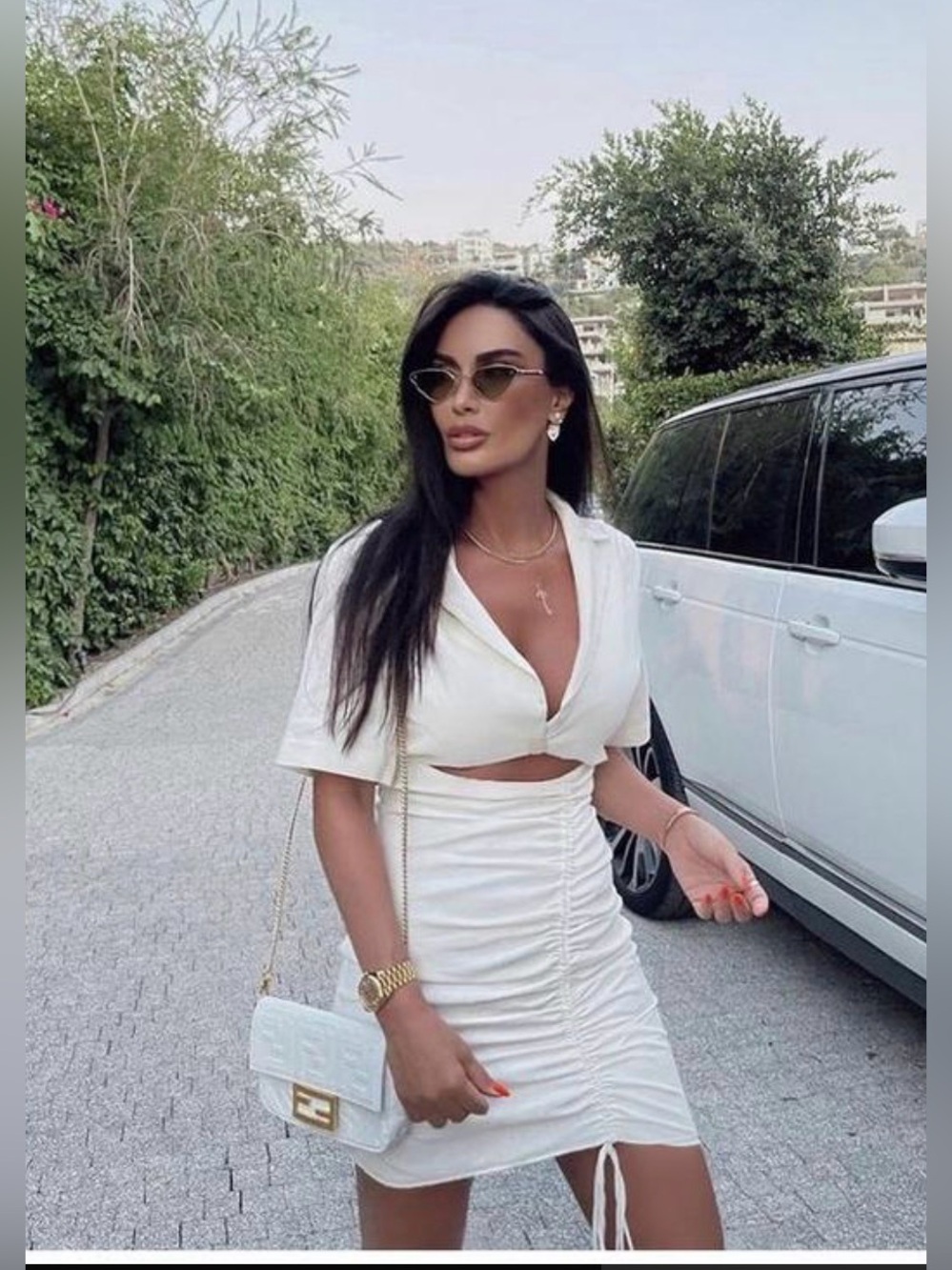 Zara White Ruched Drawstring Mini Dress